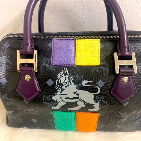 Authentic MCM purple and black satchel - Picture 2 of 14